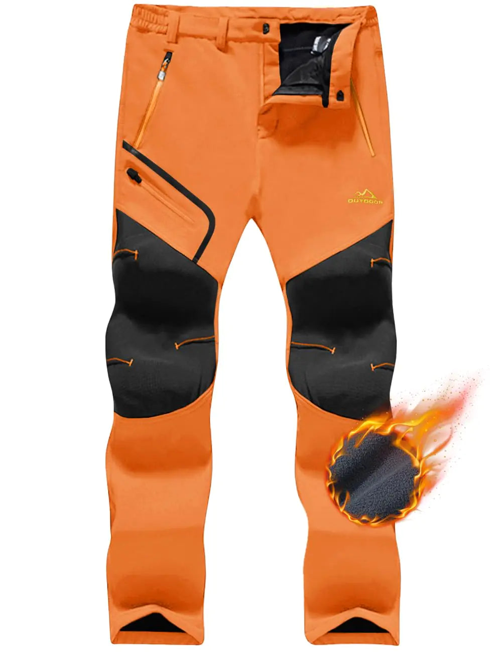 TACVASEN Mens Snow Skiing Pants Cold Weather Hiking Pants Winter Warm Fleece Lined Pants Insulated Work Fishing Hiking Pants 40