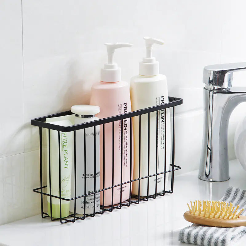 Iron Bathroom Storage Rack - Wall-Mounted Organizer