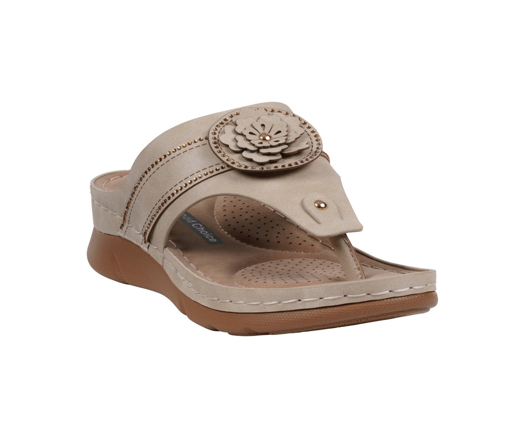 Women's Floral Embellished Thong Flat Comfort Sandals