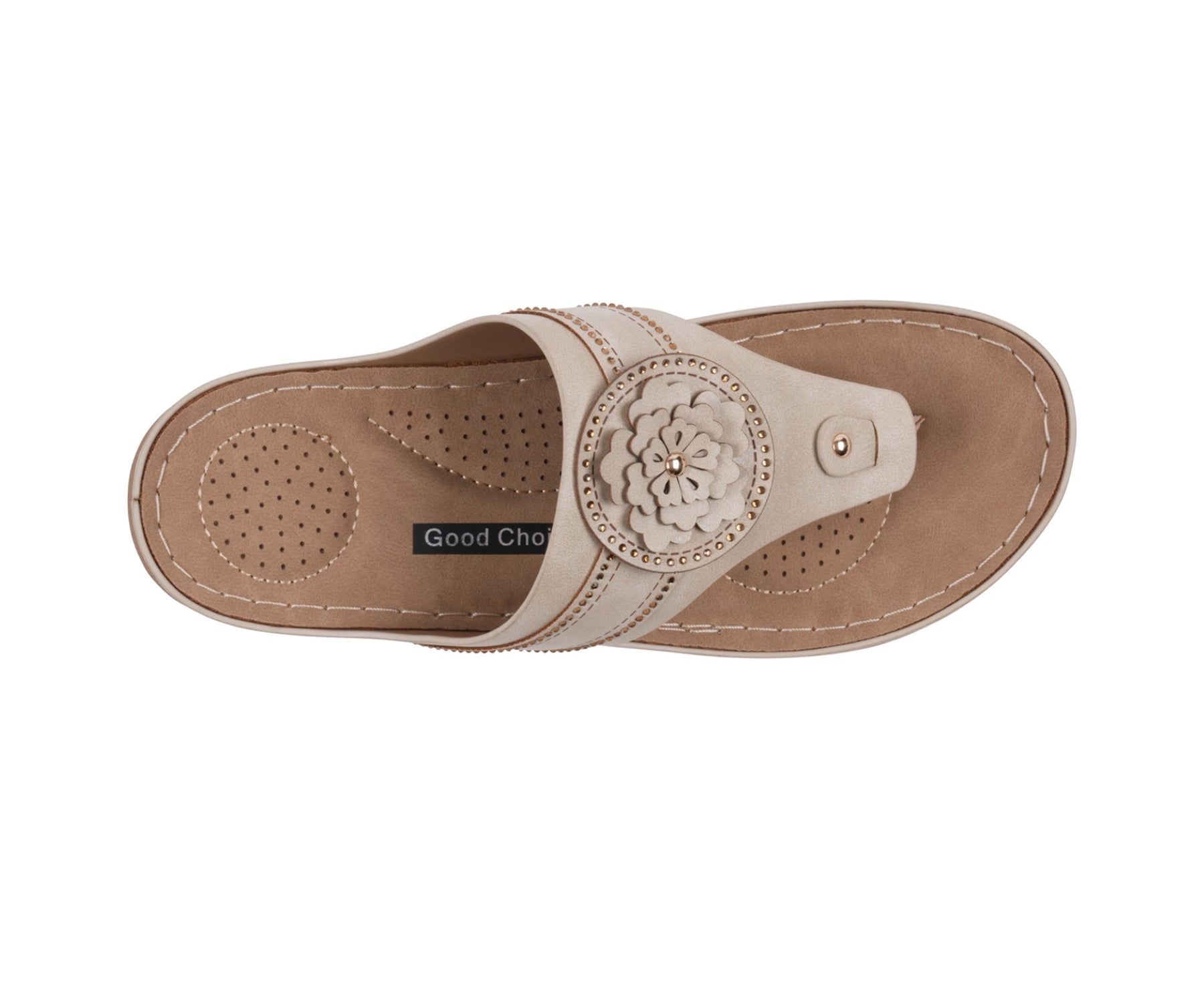 Women's Floral Embellished Thong Flat Comfort Sandals