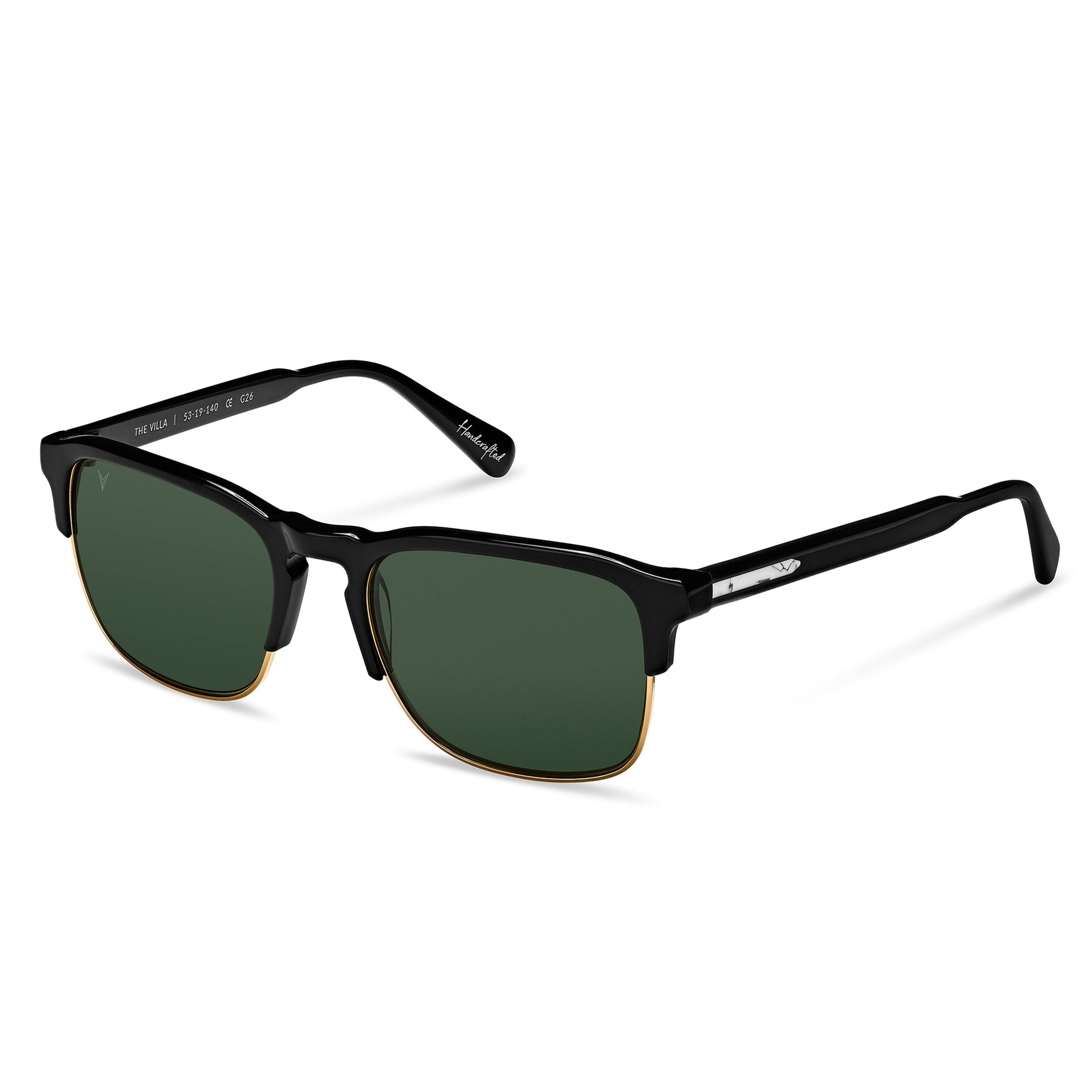 The Villa Jet Black Gold Sunglasses - Sleek Masculine Design