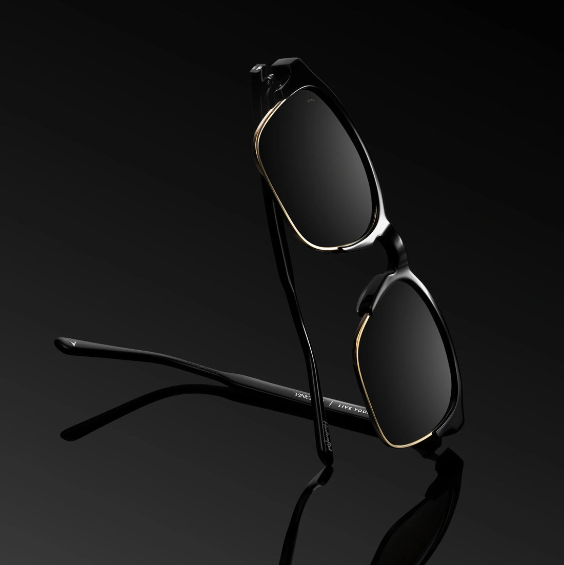 The Villa Jet Black Gold Sunglasses - Sleek Masculine Design