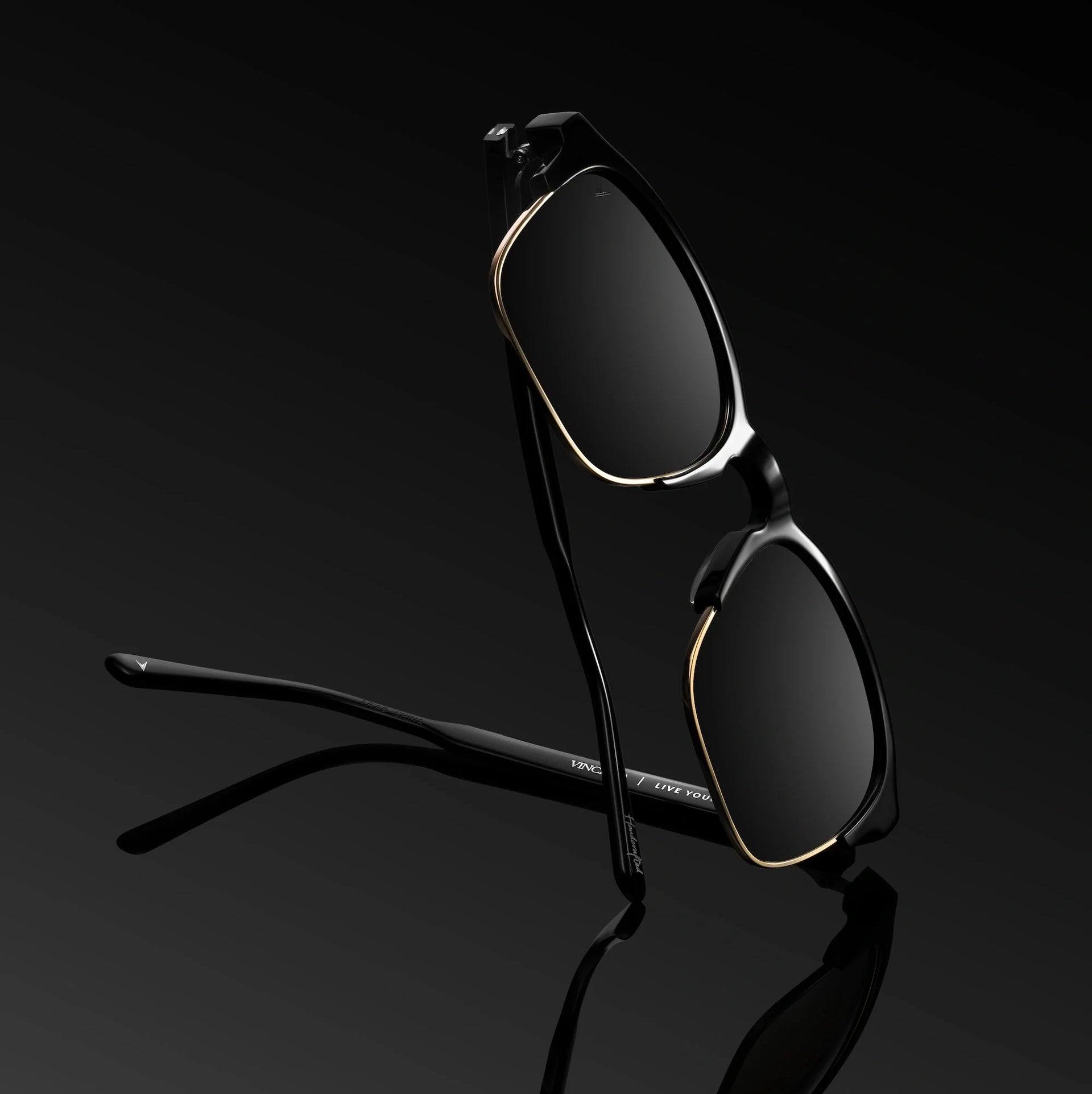 The Villa Jet Black Gold Sunglasses - Sleek Masculine Design
