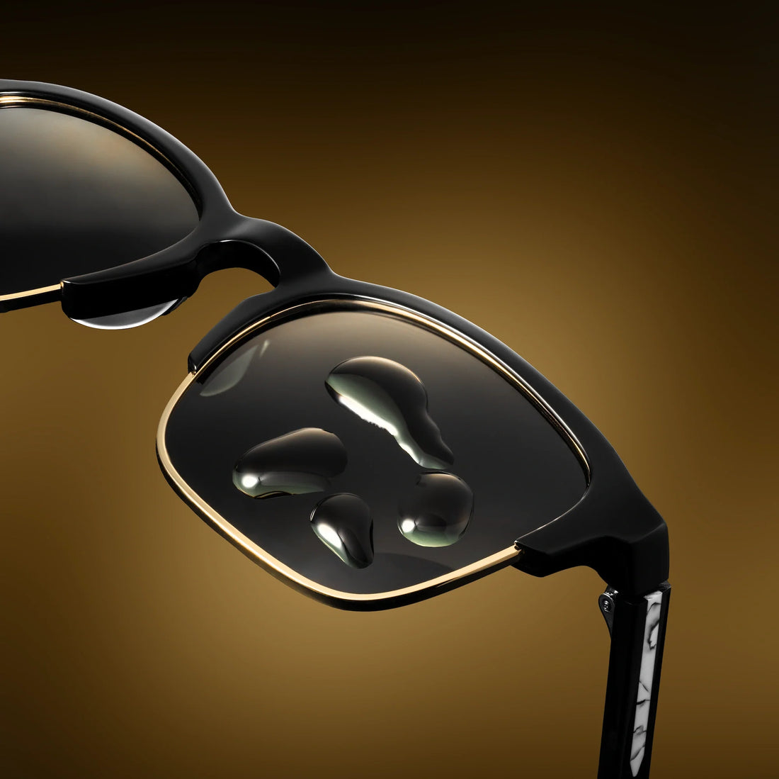 The Villa Jet Black Gold Sunglasses - Sleek Masculine Design