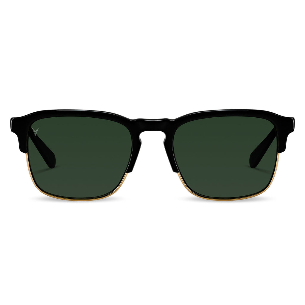 The Villa - Jet Black Gold sunglasses featuring a sleek, masculine frame design.