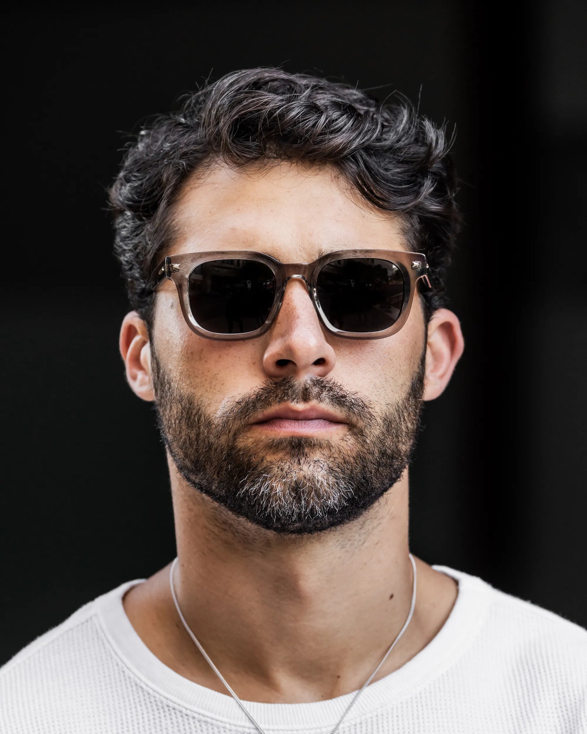 The Hudson Stone Sunglasses - Sleek Beveled Frame Eyewear