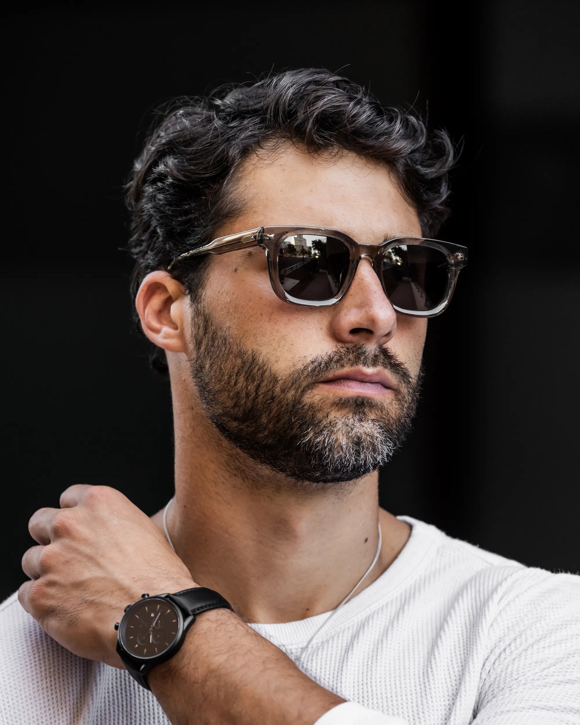 The Hudson Stone Sunglasses - Sleek Beveled Frame Eyewear