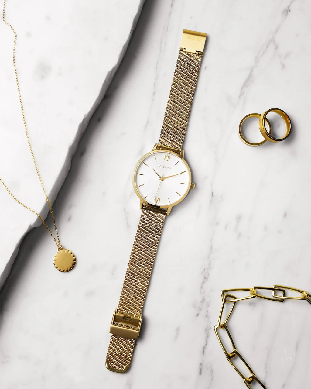 Eros Mesh Petite Gold Satin Finish Watch 33mm