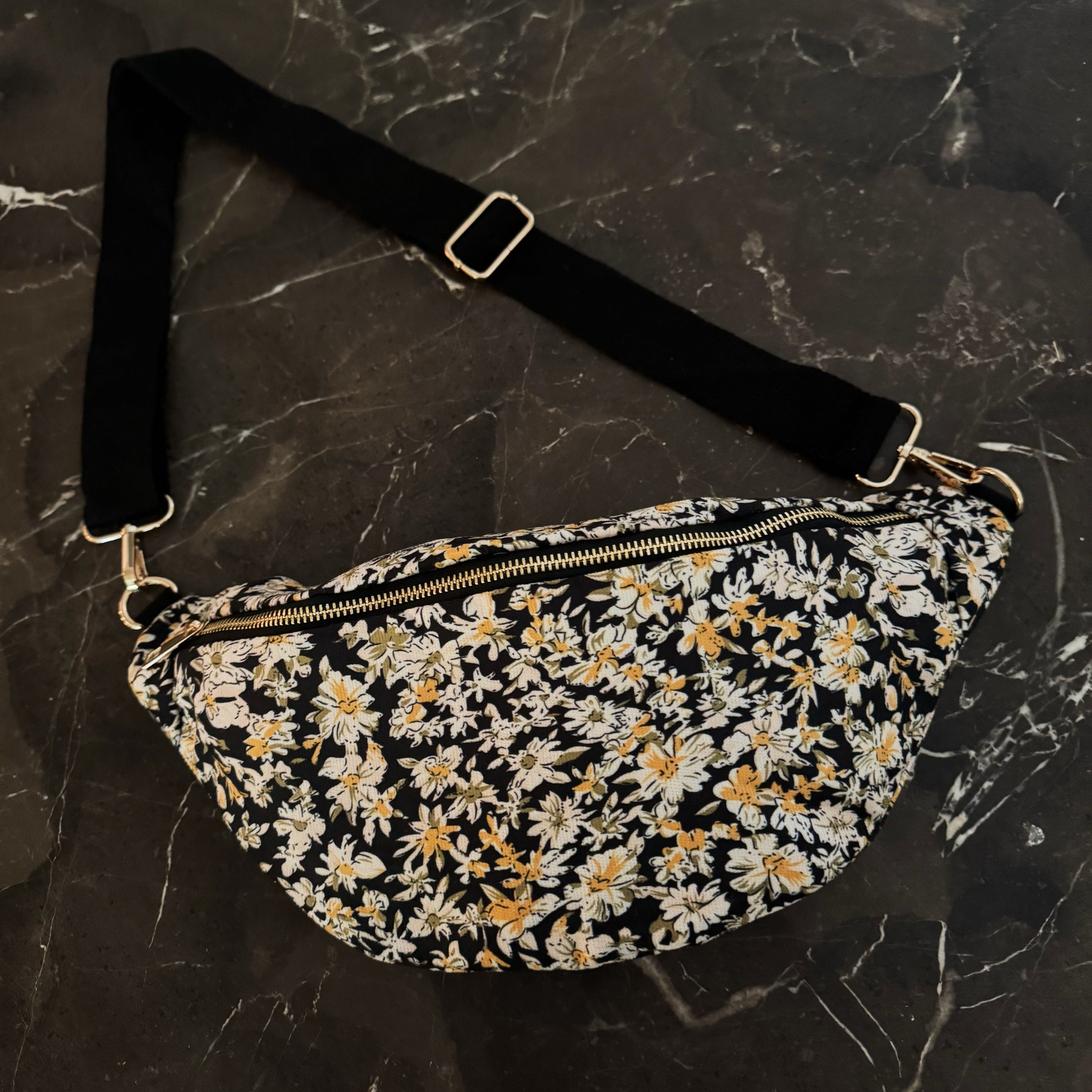 Vintage Floral Sling Bag – Adjustable Crossbody with Wide Strap for All-Day Comfort