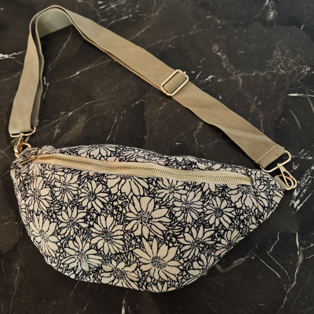 Vintage Floral Sling Bag – Adjustable Crossbody with Wide Strap for All-Day Comfort