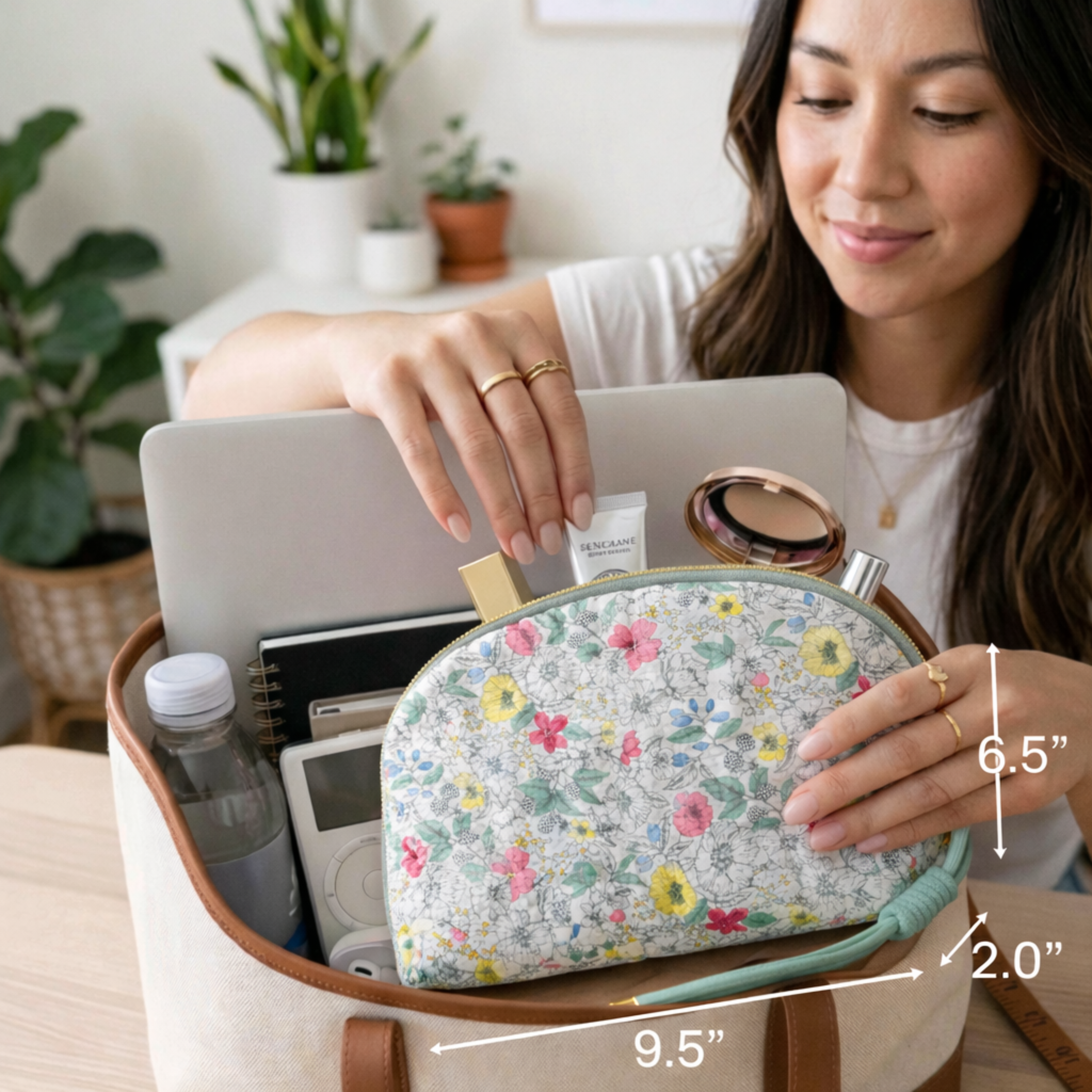 Vintage-Inspired Quilted Floral Cosmetic Case – Curved Makeup Pouch in Soft Pastel Garden Prints