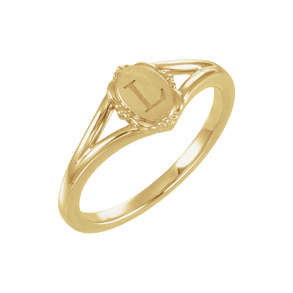 Héritage Vintage Engravable Signet Ring in polished gold, minimalist unisex design