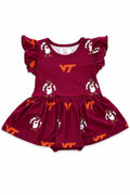 Virginia Tech Maroon Hokie S/S Flutter Twirl Bodysuit