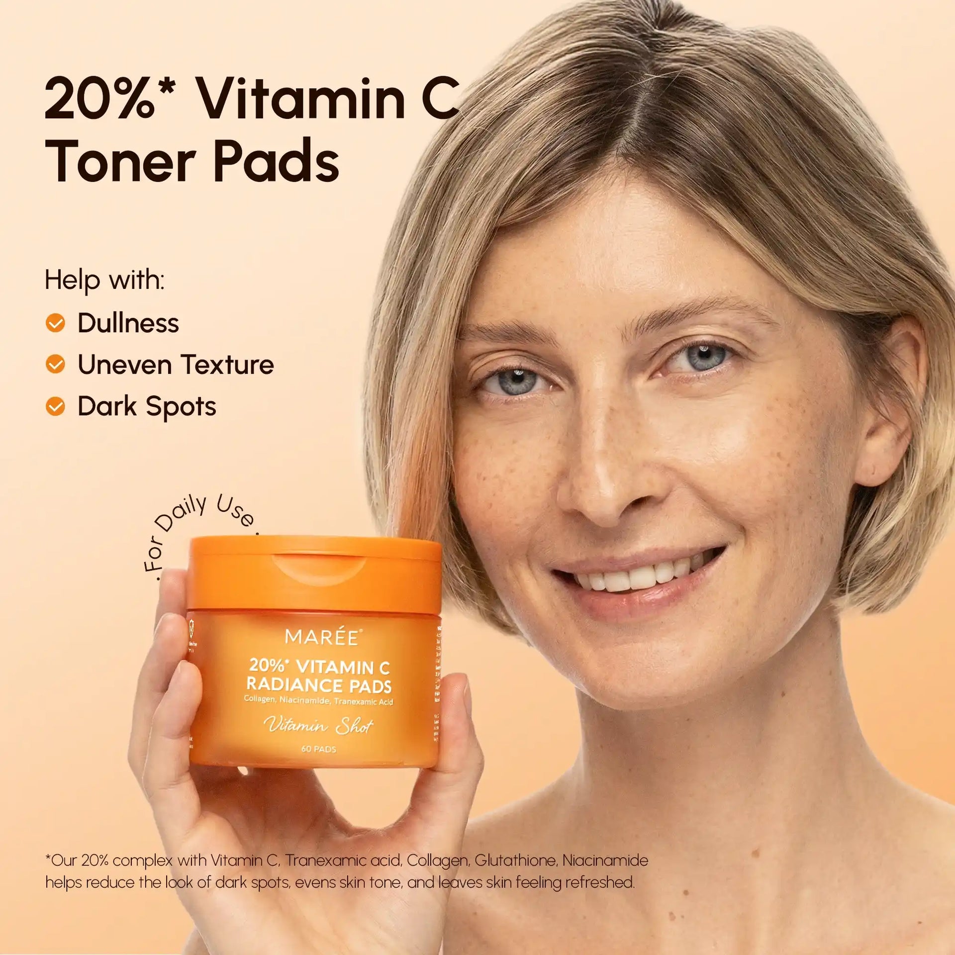 20% Vitamin C Radiance Toner Pads for Brightening Dark Spots - Image 2