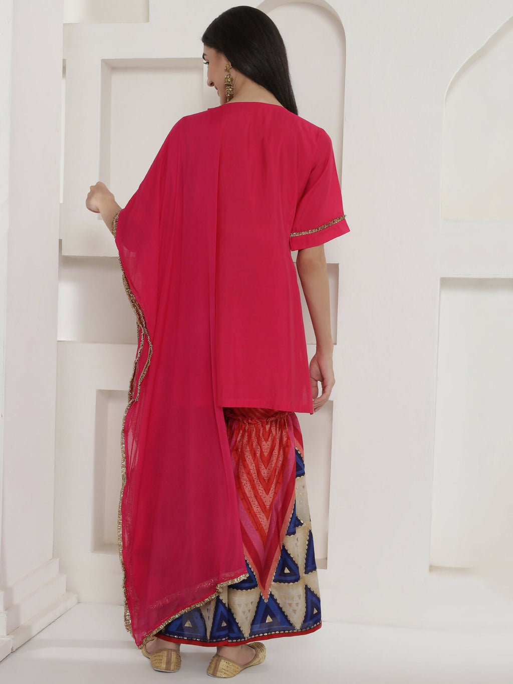 Pink Muslin Sharara Suit Set for Traditional Festive Wear