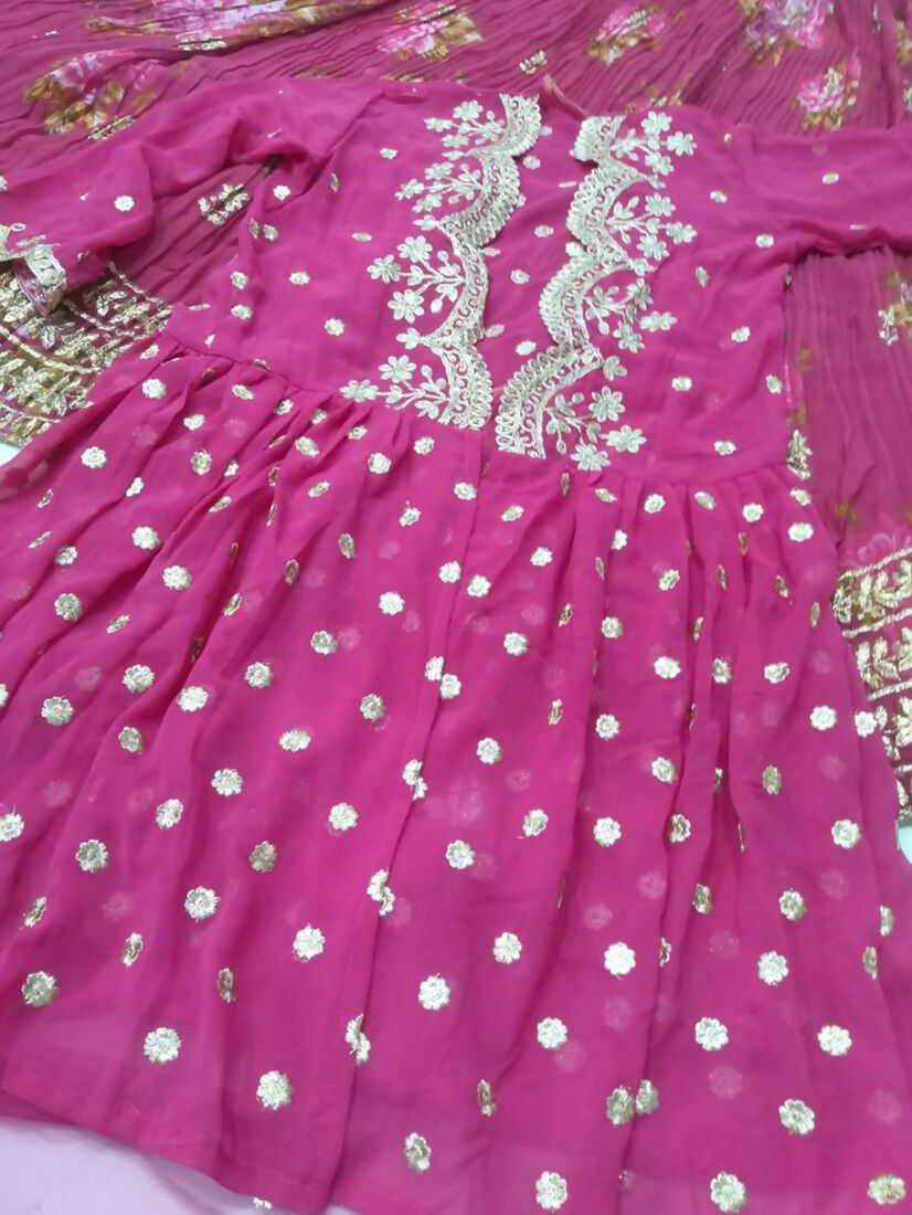 Pink Georgette Lehenga Choli with Jari and Sequin Embroidery