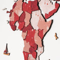 3D Wooden World Map Volcano Red and Pink Geometric Wall Art