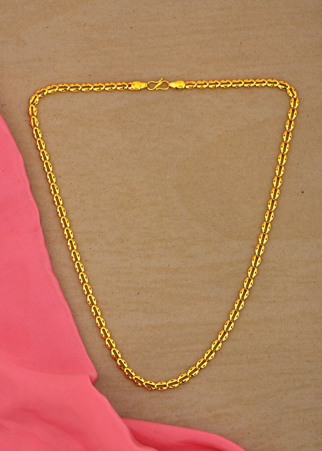 Minimalist golden brass neck-chain for women, showcasing a polished finish for an elegant look.