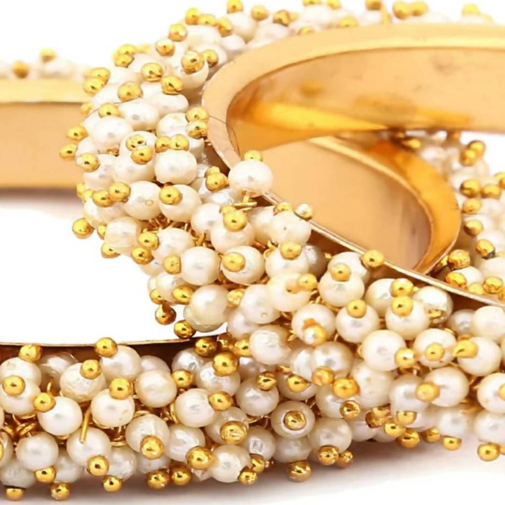 Elegant Gold-Polished Pearl Bangles for Women