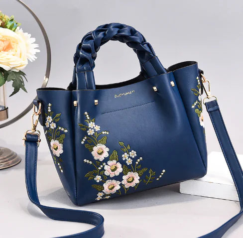 Women's Floral Handbag - Crossbody Shoulder Bag
