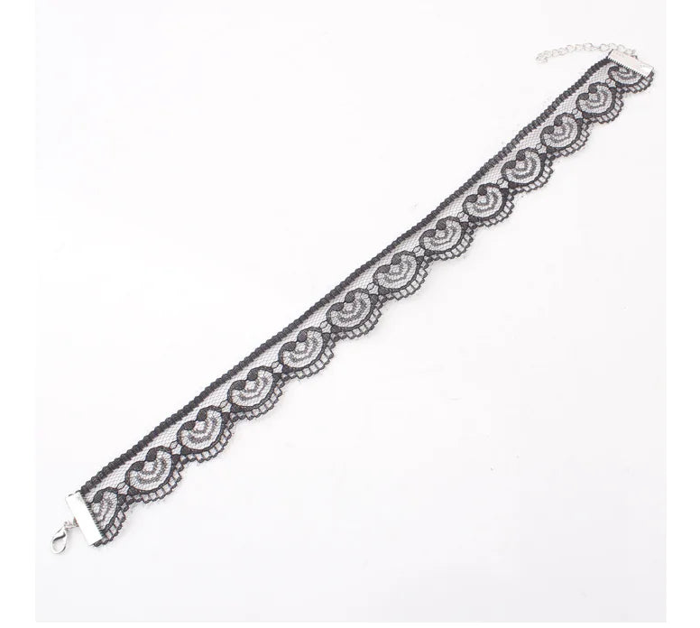 Lace Smiley Heart Choker Necklace