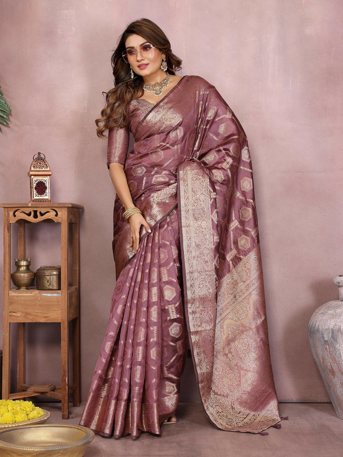 Purple Soft Organza Silk Weaving Saree