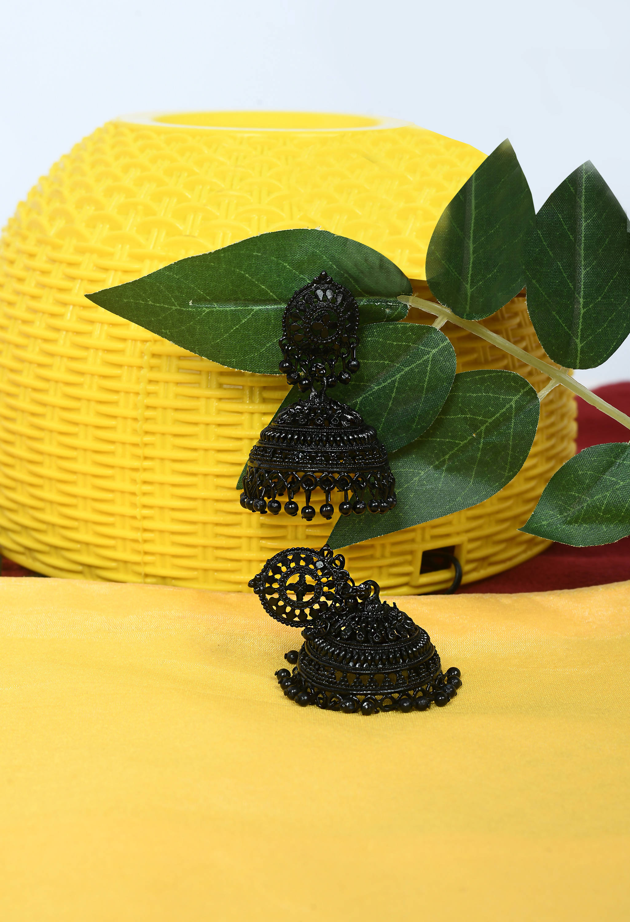 Elegant Black Jhumka Earrings for Girls and Women - Traditional