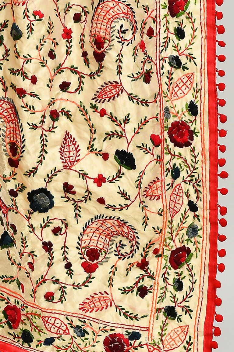 Multi Color Cotton Phulkari Dupatta with Traditional Embroidery