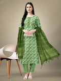 Jyoti Fashion Women's Green Rayon Embroidery & Sequence work Kurta with Trouser & Dupatta