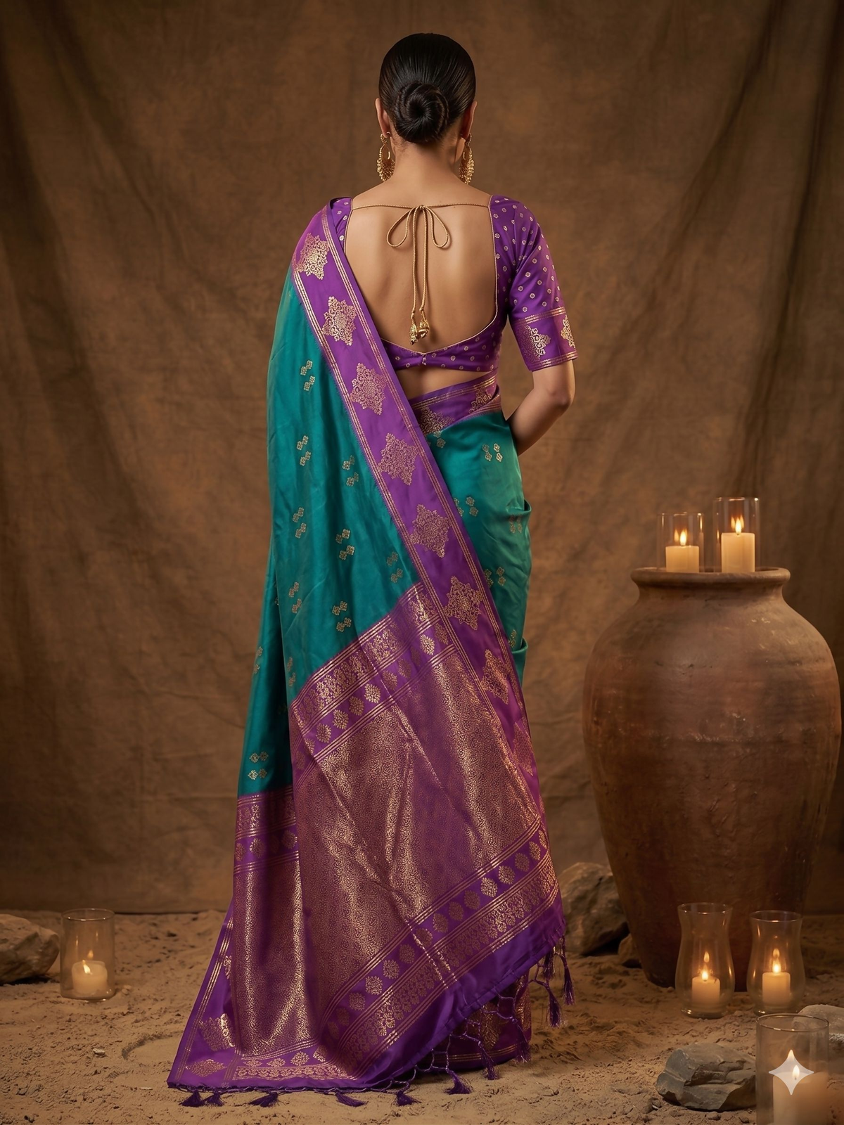 Teal Green Soft Silk Saree with Matching Blouse Piece