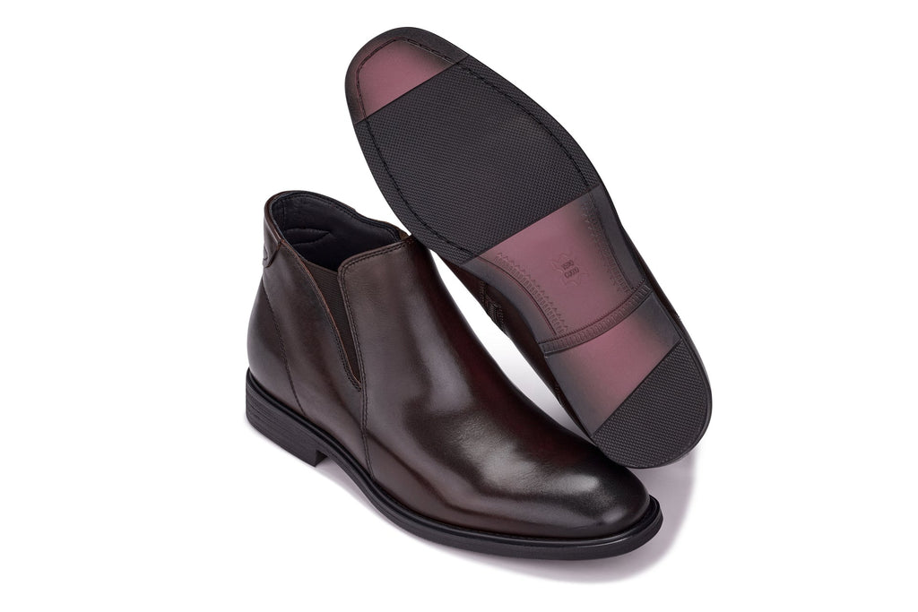 TOTO - W0371 - 2.6 Inches Taller (Rich Espresso Brown) - Soft Supple Genuine Leather Mid-Top Ankle Zipper Boot