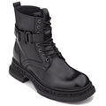 TOTO - W0661 - 3.2 Inches Taller (Black) - Chunky Sole Biker Style High Top Zipper Boot