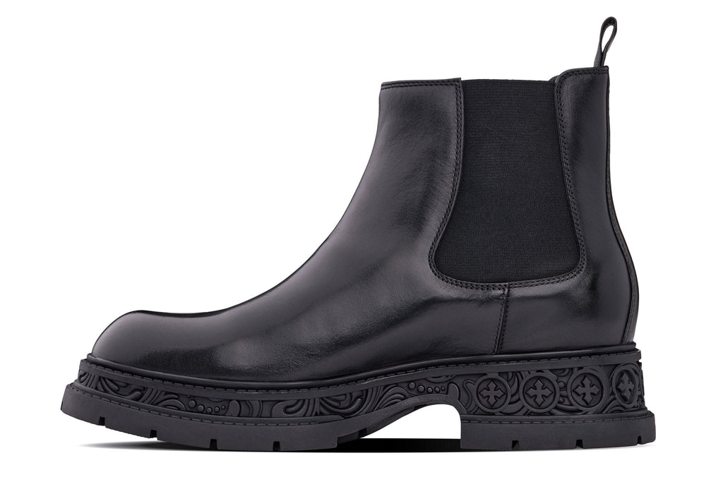 TOTO - W0662 - 3.2 Inches Taller (Black) - Chunky Sole Chelsea High Top Ankle Boot