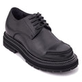 TOTO - W0982 - 3.3 Inches Taller (Black) - Low Top Chunky Sole Cap-Toe Casual Derbies