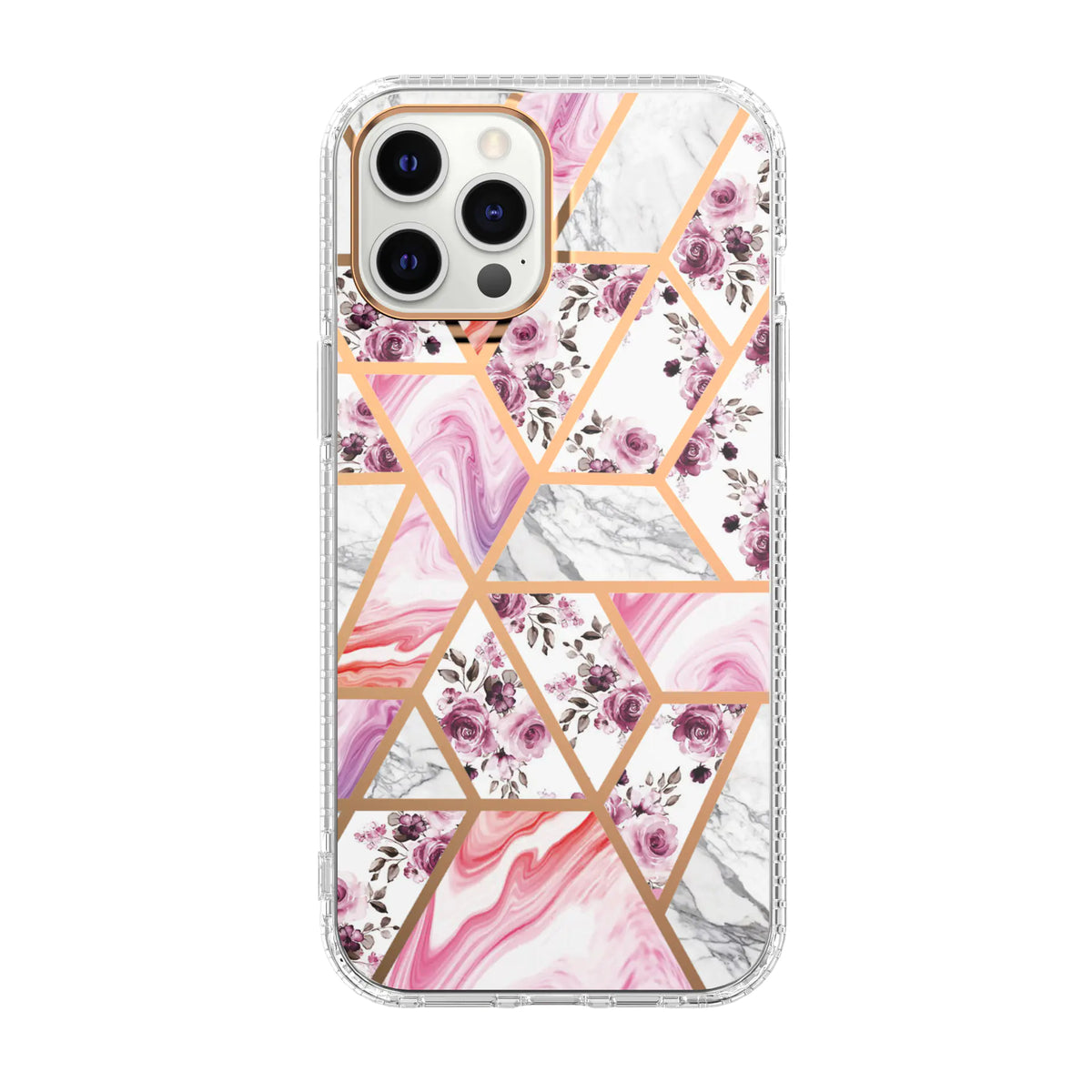 Mosaic Marble Pattern Floral Transparent Phone Case