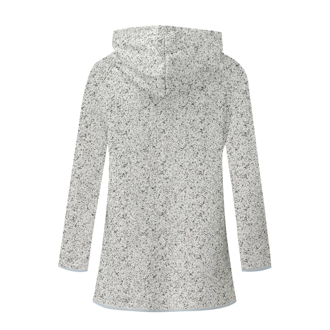 Women's Speckled Knit Hoodie with Button Placket and Pockets - Image 2