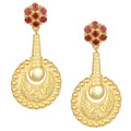 Elegant 5.5cm matte gold brass earrings featuring intricate handcrafted textures