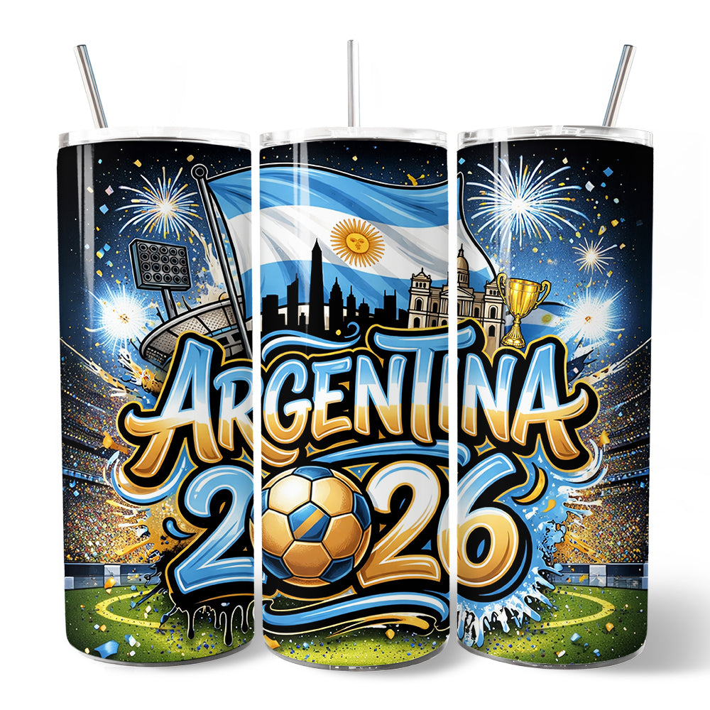 Argentina 2026 Soccer Global Championship 20oz Stainless Steel Tumbler