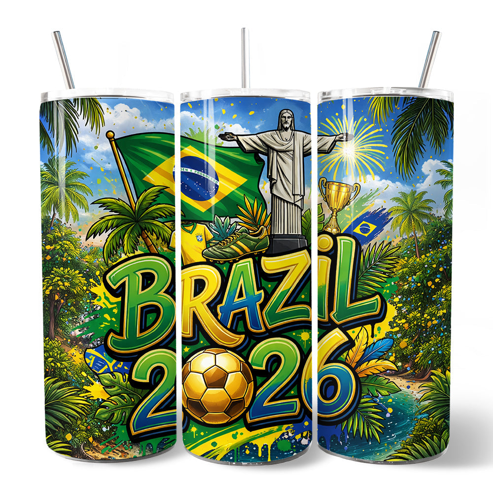 Brazil 2026 Soccer Global Championship 20oz Stainless Steel Tumbler