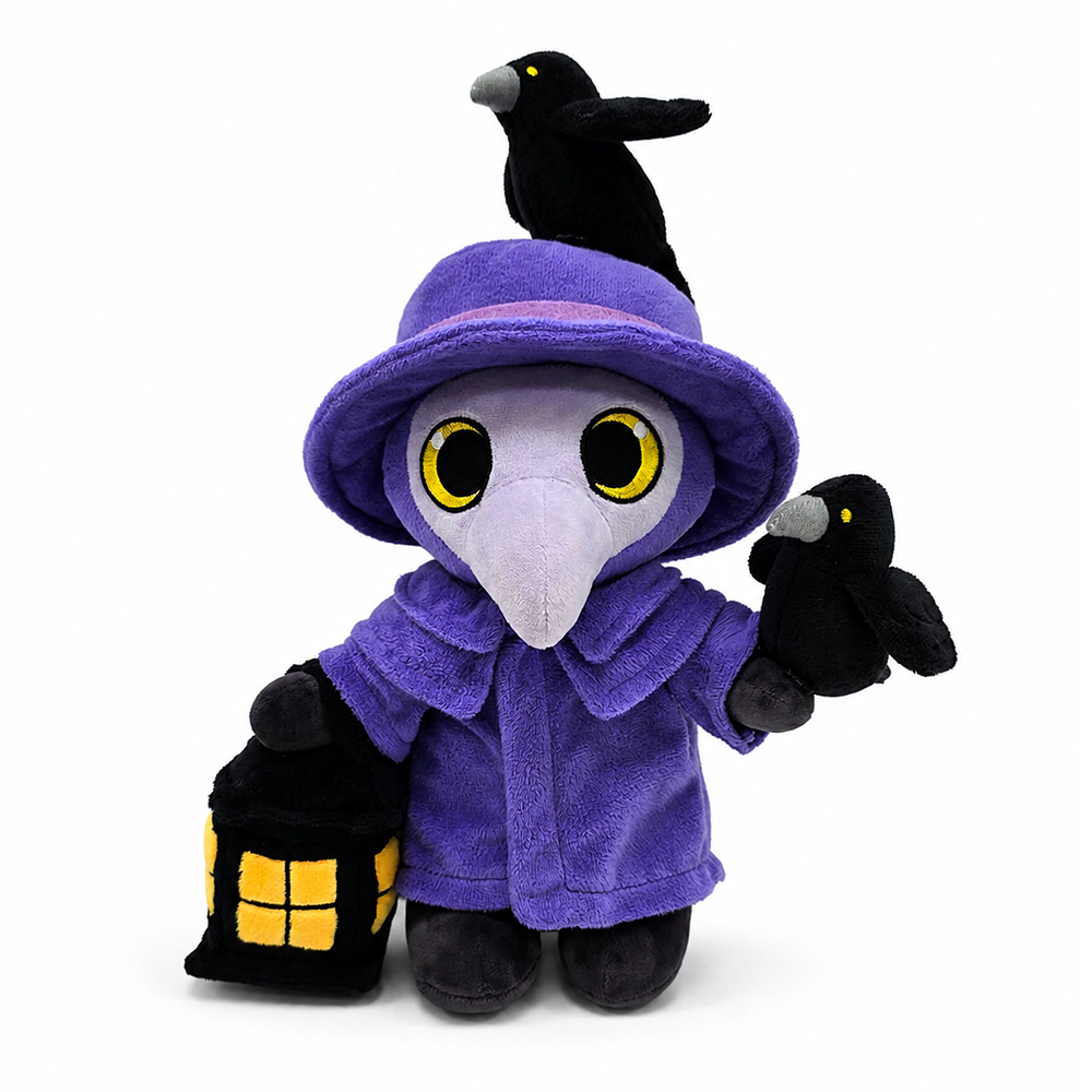 Dr. Crowford Plague Doctor Plush Toy with Ravens and Lantern, 12" Stuffed Toy Gift for Children