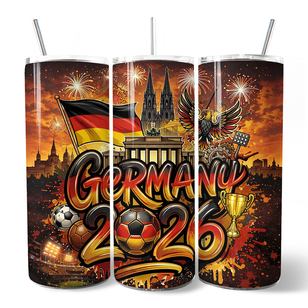 20oz Germany 2026 Soccer Cup Tumbler, Stainless Steel Travel Mug