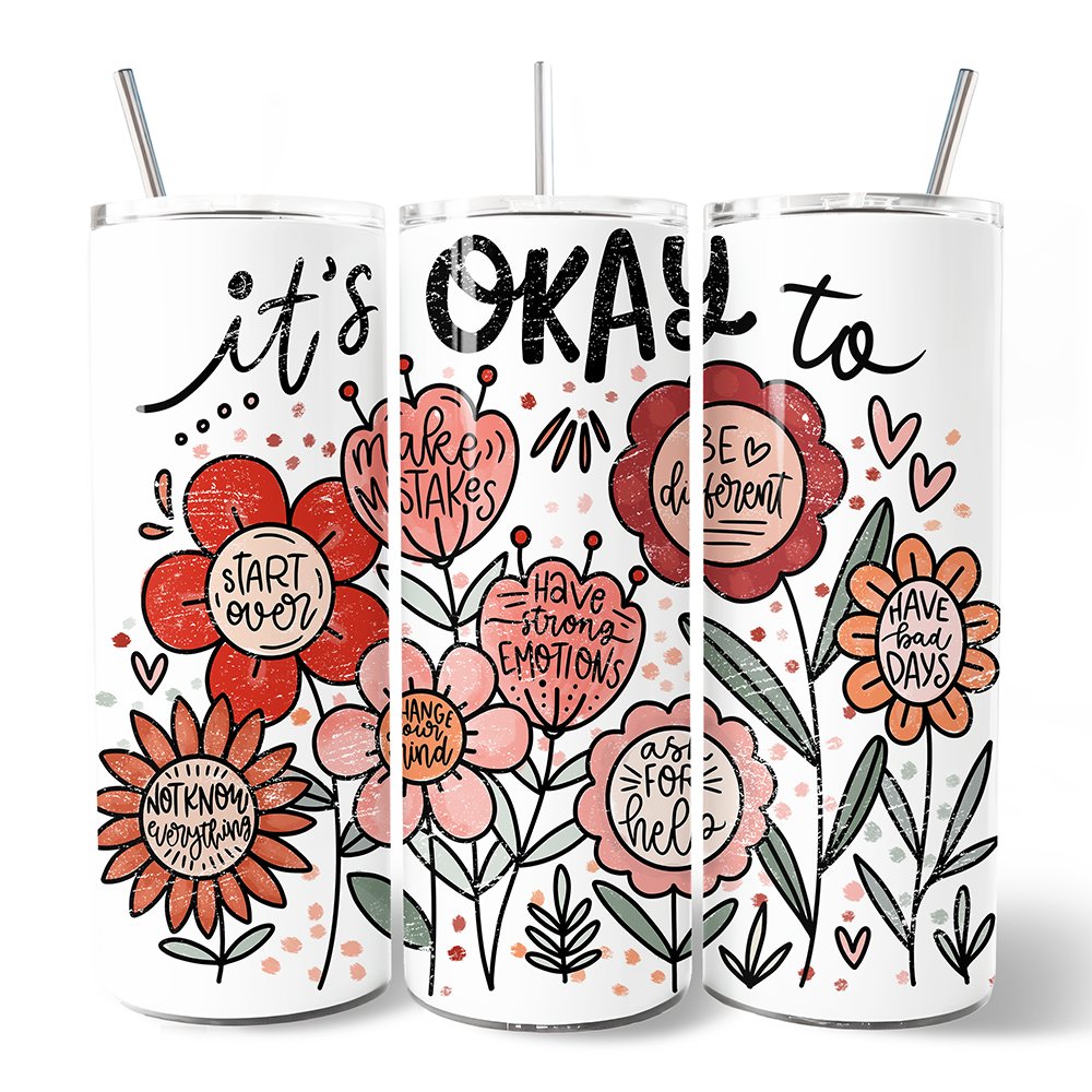 Floral Affirmation 20oz Personalized Tumbler with Stainless Straw