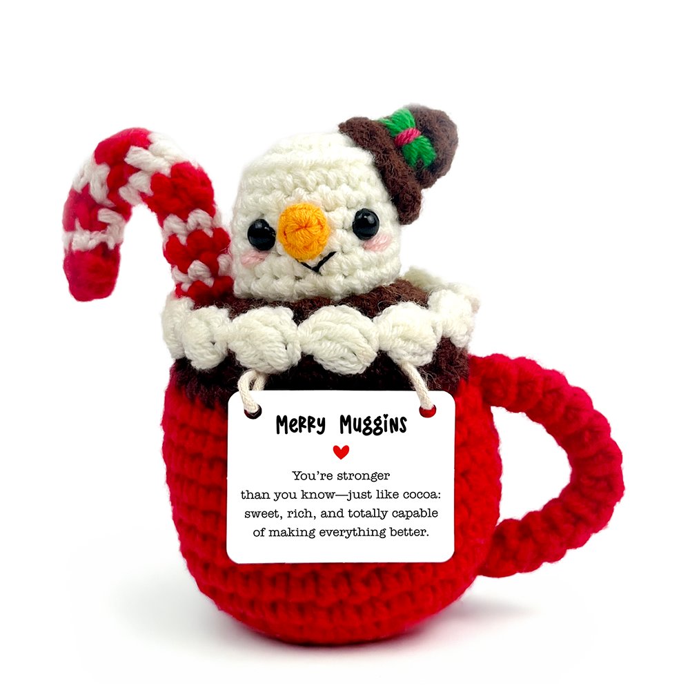Crochet Hot Cocoa Marshmallow Support Doll - Festive Holiday Decor