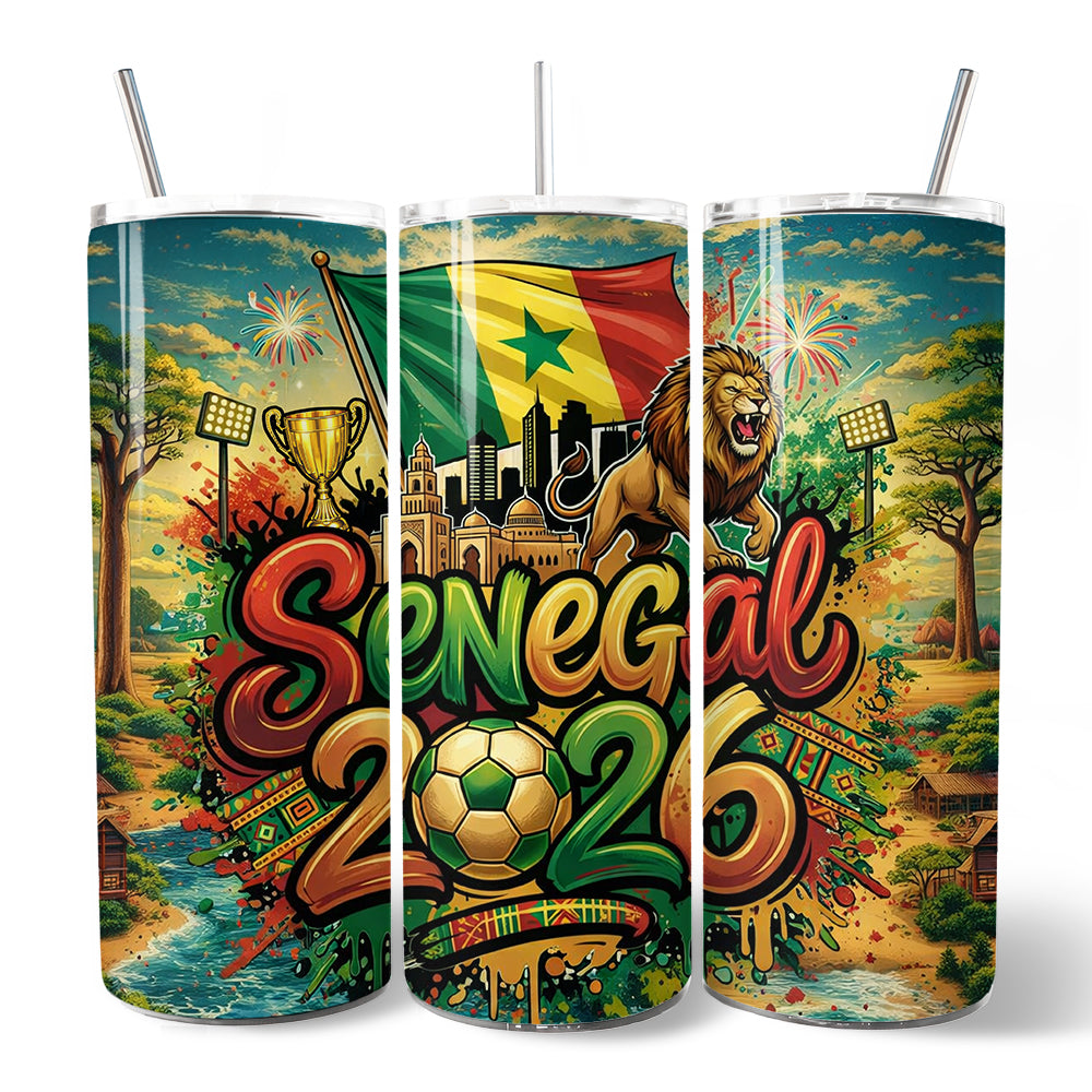 Senegal 2026 Soccer Cup 20oz Stainless Steel Tumbler, Fan Gift