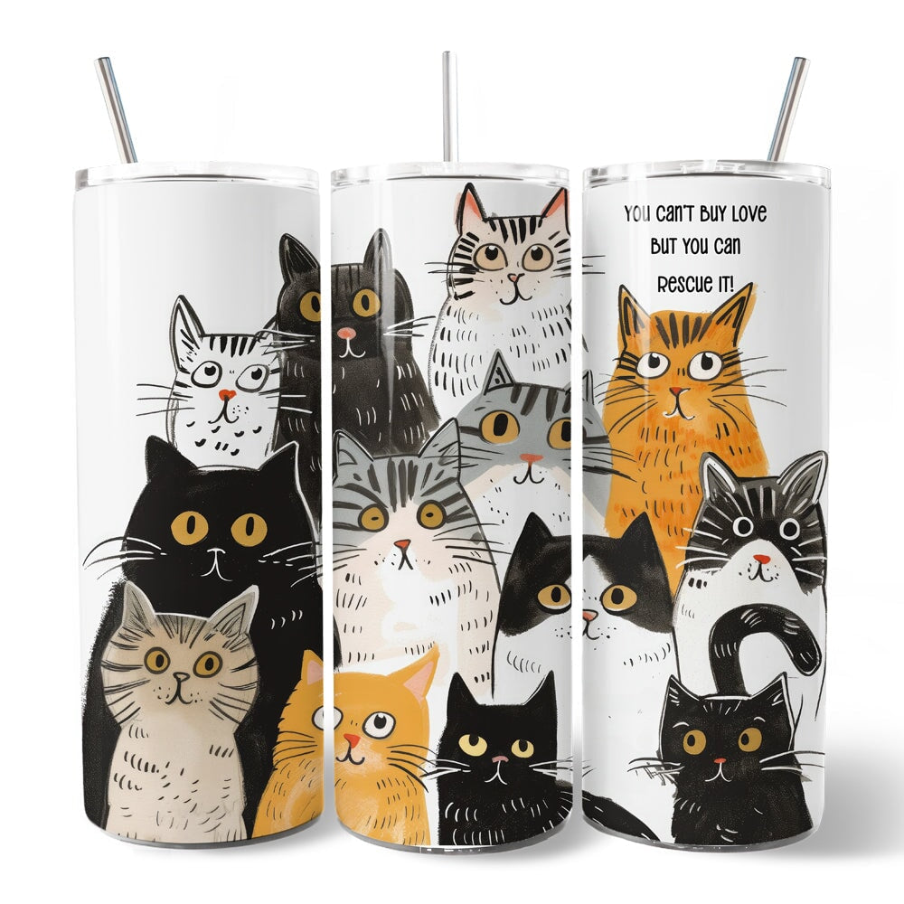 Personalized Animal Rescue Cat 20oz Tumbler with Stainless Straw