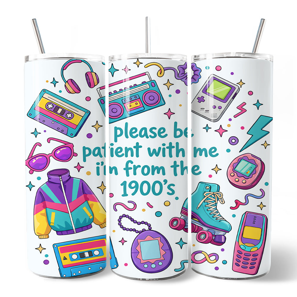 Retro 1900s 90s Style 20oz Stainless Steel Personalized Tumbler