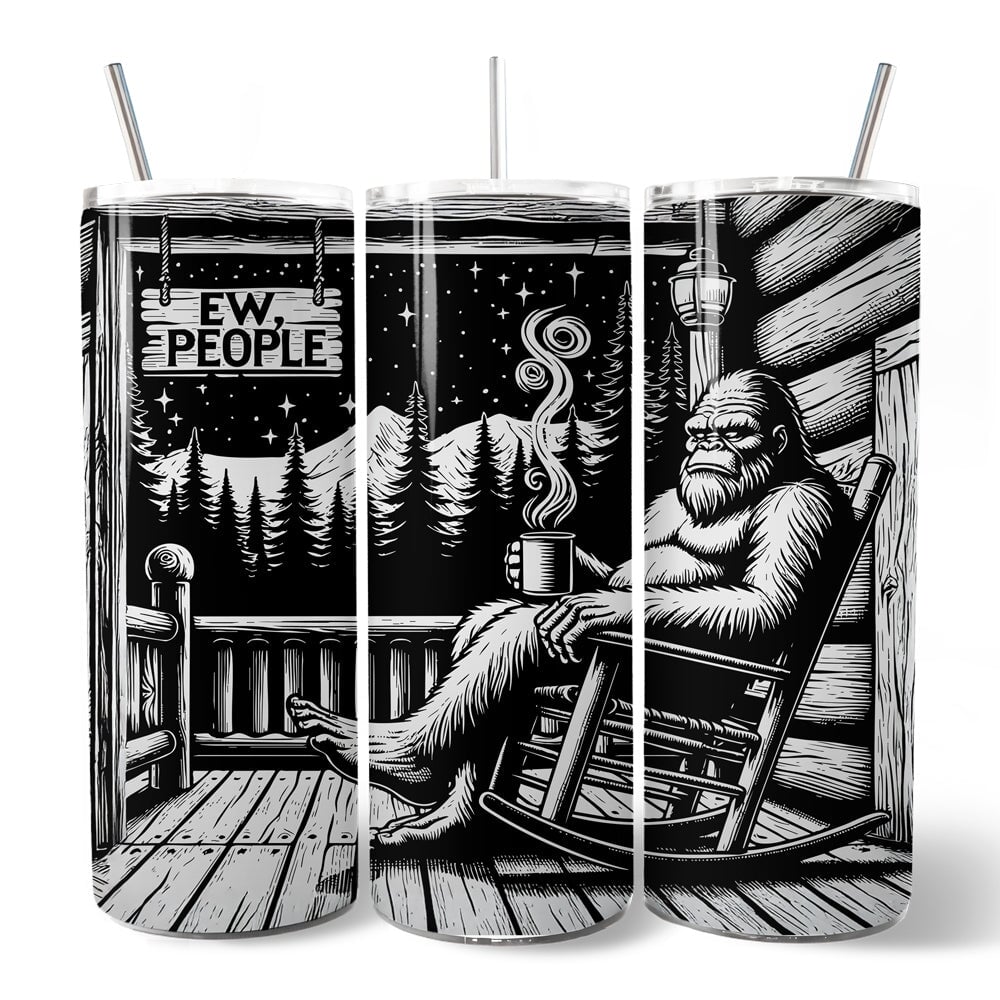 Bigfoot Camping 20oz Personalized Tumbler, Funny Introvert Gift
