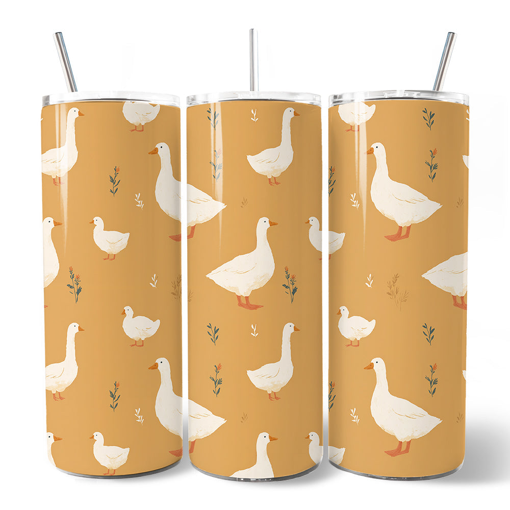 Charming Goose Pattern 20oz Tumbler, Farmhouse Travel Mug
