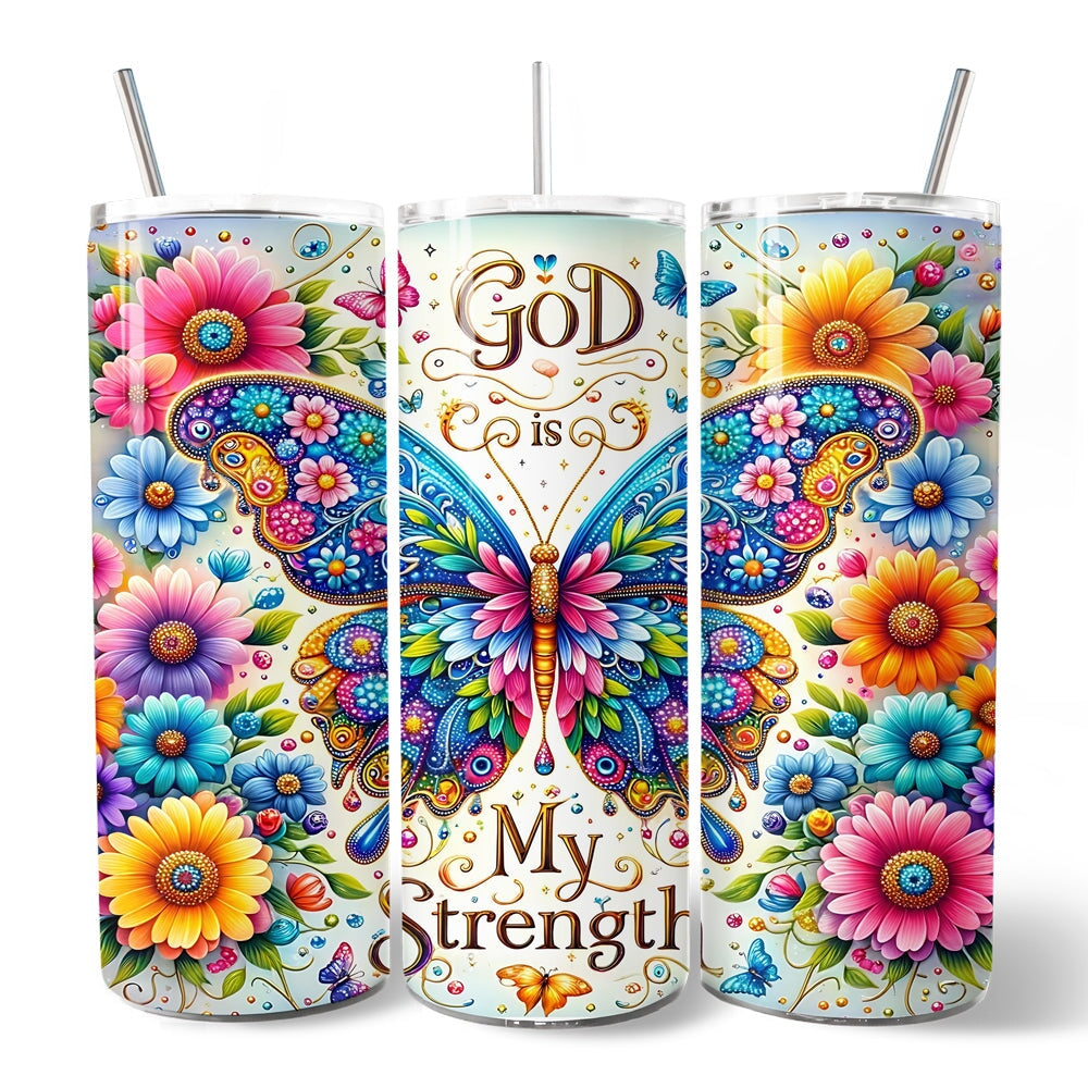 Christian Butterfly Floral 20oz Personalized Tumbler with Straw