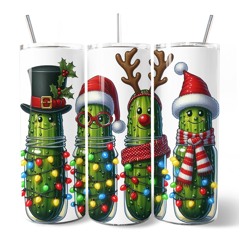 Christmas Pickles Personalized 20oz Tumbler with Straw
